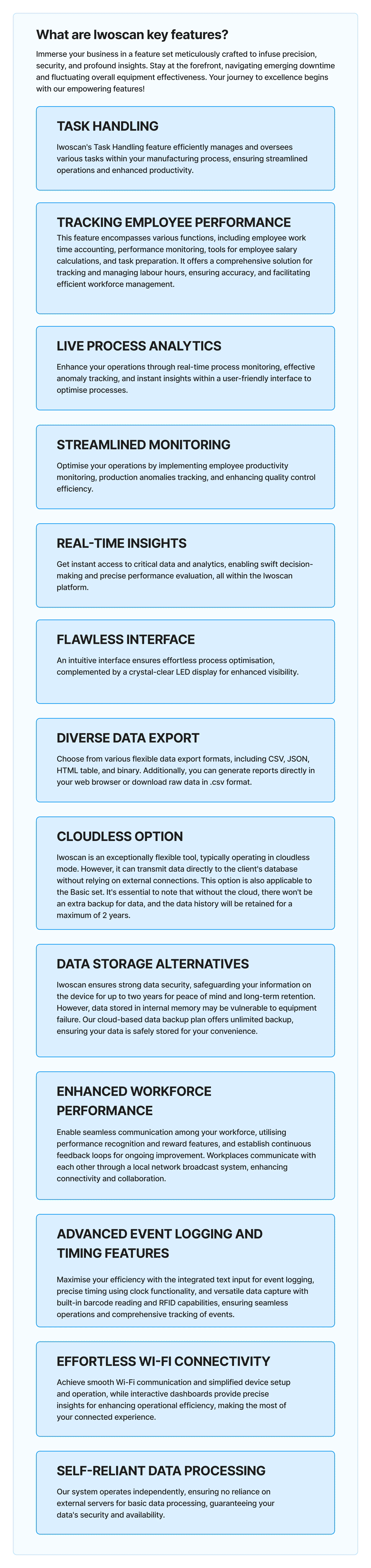 Iwoscan key features